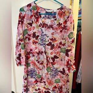 Floral Sheer Button-Down tunic